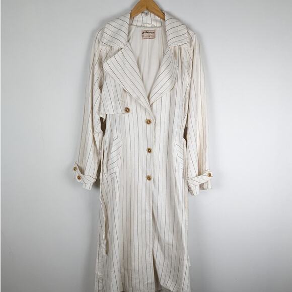 We The Free Free People Melia Mac Linen Blend Trench Long Coat Size Medium NWOT - Picture 3 of 12